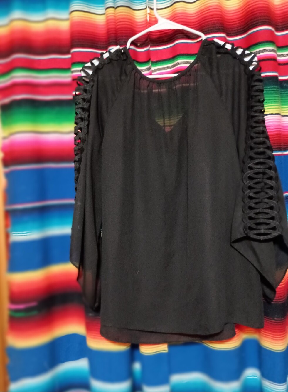 Zac & Rachel Black Lightweight Shirt  with Tie Neck And Spiral Design Sleeve